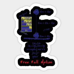 Physics tshirt - free fall motion (colour) Sticker